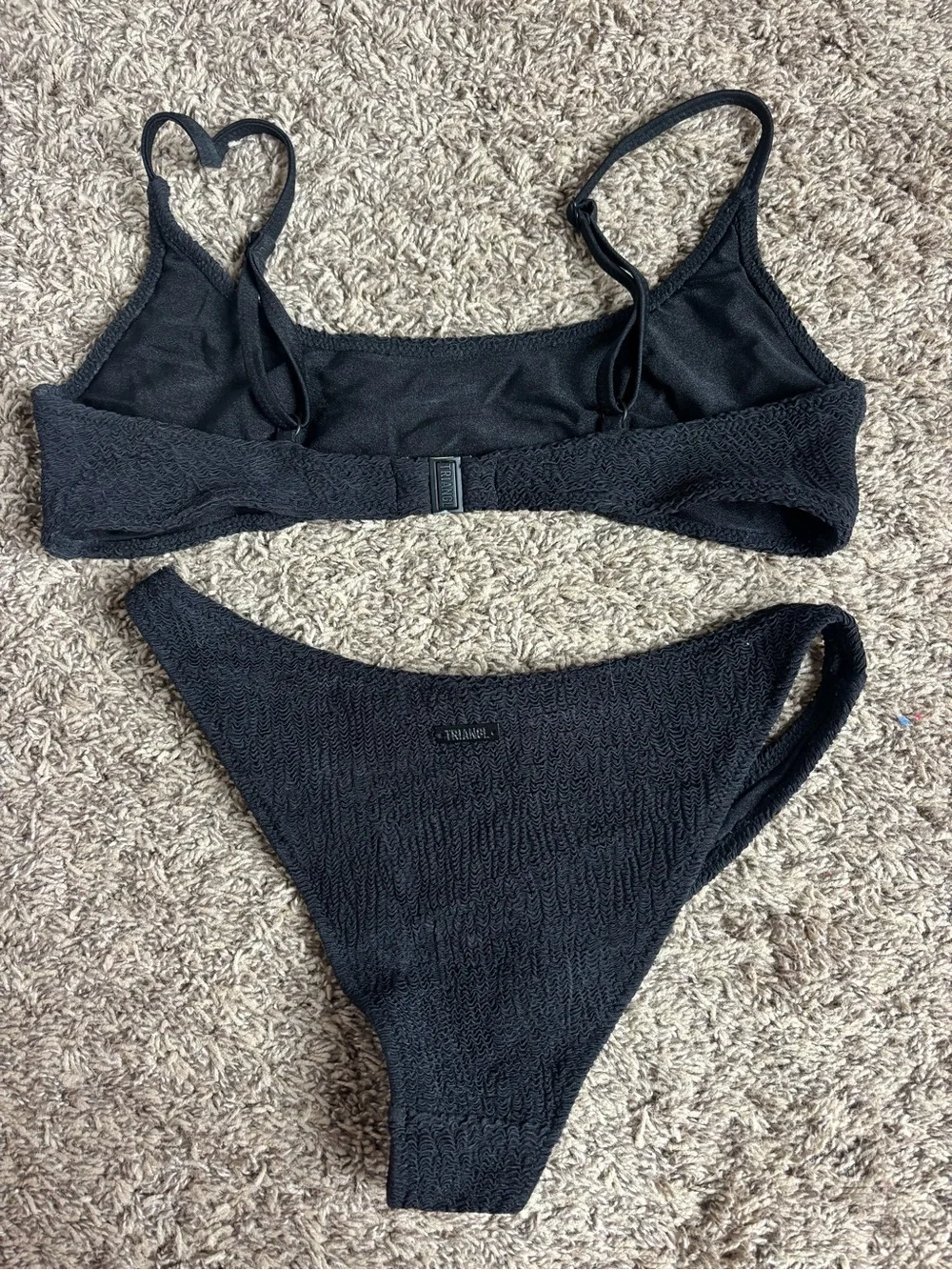 triangl swimwear Black Textured Bikini Top and Bottom